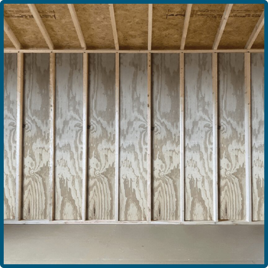 16 inch on center wall studs and roof trusses